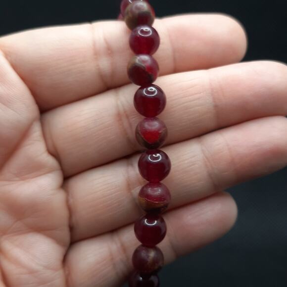 Red Jasper Beaded Bracelet Artisan Made 8mm Gemstone Stretch Tibetan Silver New - Picture 6 of 12